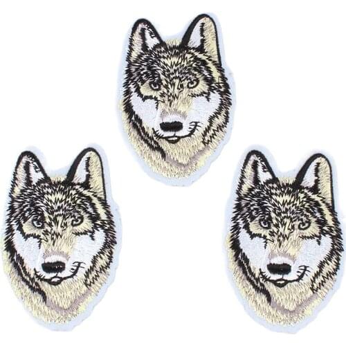 5pcs/lot Lifelike Wolf Patches For man Clothing Backpack Embroidered Iron On Animal Stickers For Boy Jeans Coat Badge Appliques