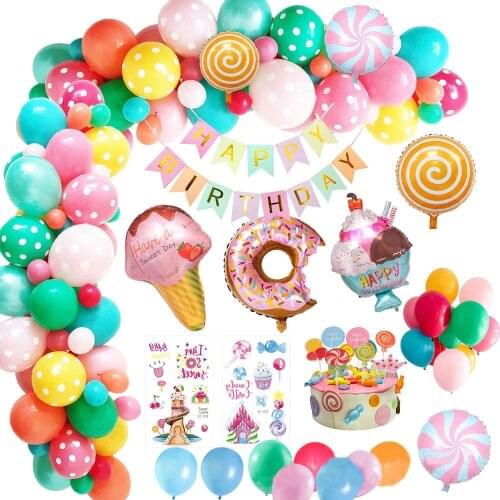 53Pcs/set Summer Ice Cream Birthday Balloons Arch Kit Kids Candy Balloon Baby Shower Party Decorations Supplies Boys Girls Globo