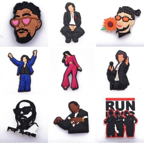 Hot Sale 1 Pcs PVC Adult Croc Shoe Charms Celebrity Superstar Decorations Famous Rocker Actor Sandals Popular Singer Accessories