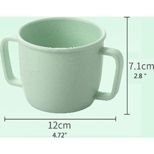 Wheat Straw Water Cup Children Breakfast Double Handle Milk Drink Cup For Baby