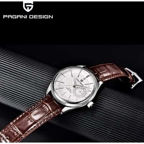 Pagani Design Mens watch Casual Sports Quartz VH65 Movement Clock Leather Strap Stainless Steel 200M Waterproof Sapphire Glass