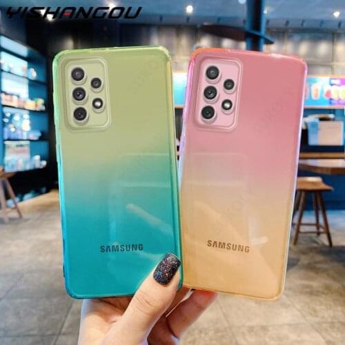 Gradient Clear Case For Samsung A52 A72 A51 A71 S21 Ultra S20 FE S10 Plus Note 20 A32 A22 5G Quantum 2 Soft Silicone Back Cover
