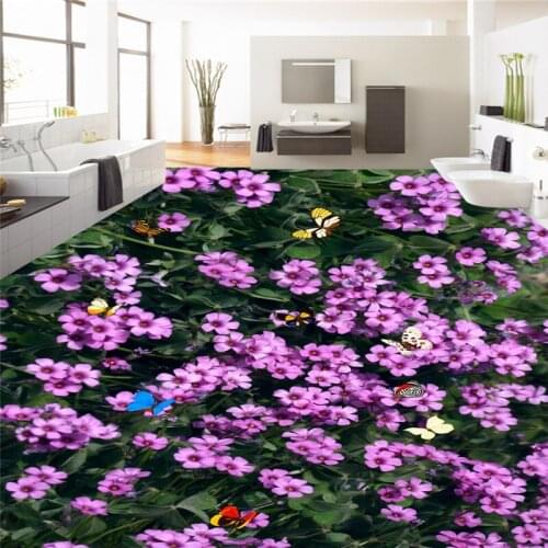 Beibehang Flowers flowers floral butterflies bathroom bathroom bedroom custom flooring pvc wearable papel de parede