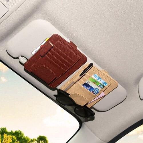 Eye Frame Holder Car Sun Glasses Ticket Receipt Card Clip Storage Board Brown