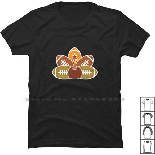 Football Turkey Funny Thanksgiving T Shirt 100% Cotton Football Turkey Thanks Turk Hank Foot Ball Fun Ny Ba Funny