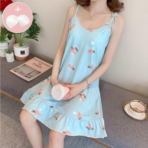 Summer Nightdress Suspenders V-neck Loose Milk Silk Sexy Home Service Womens Nightgown Sexy Sleepwear Night Gown Sleep Tops