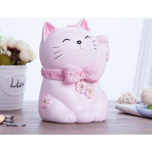 Ceramic Cartoon Money Boxes Pink Cute Creative Cartoon Cat Piggy Bank Cute Creative Large Savings Tank Free Shipping GG50cq
