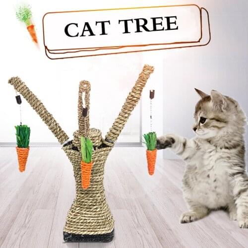 Pet Cat Kitten Scratching Post Toy Tree Scratcher Sisal Rope Carrot Activity Climbing Play Toys Scratch Resistant Cat Supplies