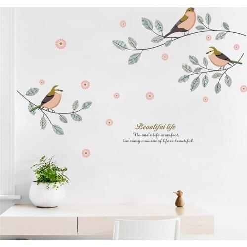Beautiful Natural Plant Leaf Flower Bird Branch Wall Sticker Bedroom Living Room home decoration Wall Art Decals Poster Mural