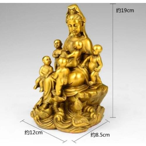 The copper decoration five son Avalokiteshvara Songzi Guanyin Buddha temple dedicated to Home Furnishing