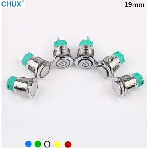 Metal Push button Switch 19mm 3v 6V 12V 24V 48V 110V 220v Self-locking Momentary red yellow blue green white Waterproof Switch