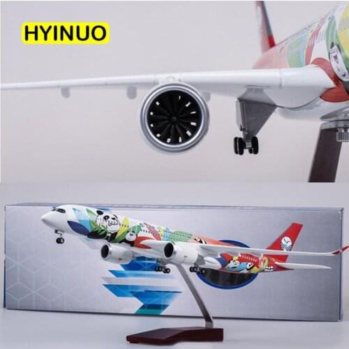 Simulation model of 47CM 1/142 aircraft Airbus A350 Sichuan Panda Airlines W type light wheel plastic resin passenger aircraft