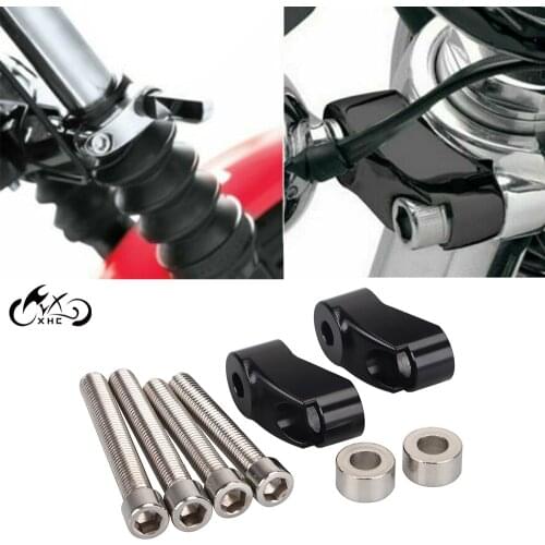 Motorcycle Black 39/49mm Fork Front Turn Signal Relocation Kit For Harley Dyna Super Glide FXD Low Rider FXDL Sportster 883 1200