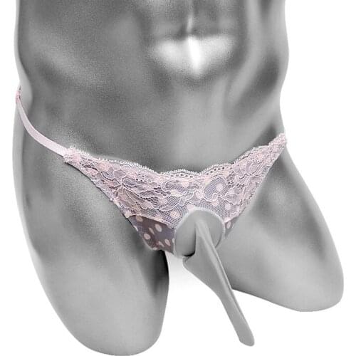 Polka Dot Mens Briefs Underwear Floral Lace Sissy Pouch Panties Penis Sheath Lingerie Sexy Bikini Cute Fashion Underpants