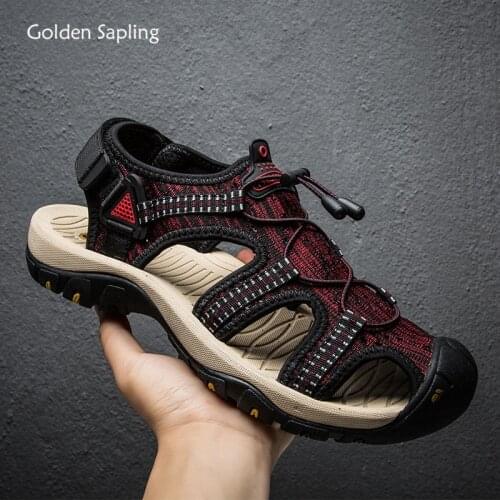 Golden Sapling Vintage Mens Sandals Breathable Summer Outdoor Shoes Fashion Casual Sandals for Men Classics Retro Leisure Shoes