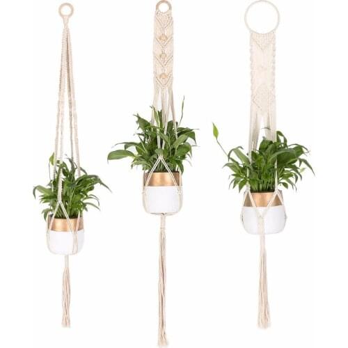 SET OF 3 MACRAME PLANT HANGERS MACRAME HANGING PLANTER INDOOR