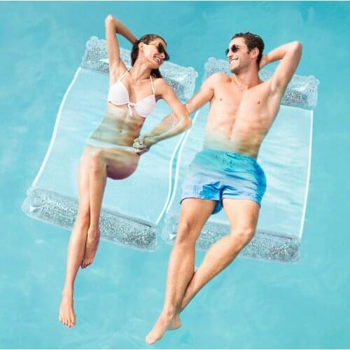 2 Pcs Inflatable Water Hammock Lounger Floating Toys Sea Swimming Ring Pool Float Sleeping Bed Air Mattress