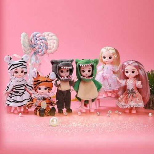 New 16cm Bjd Doll 13 Movable Joints 3D Real Eye High-end Dress Can Dress Up Fashion Nude Doll Children DIY Girl Toy Best Gift