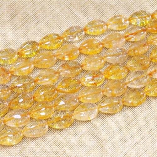 Charm Jewelry Making For Women Natural Yellow Crystal Stone Teardrop 15x20mm Loose Beads Diy Necklaces Bracelets 15inch B3290