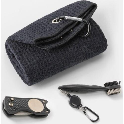 40x60Cm Fiber Golf Towel Cleaning Towel Waffle Hook Wipe Cleaning Brush Green Fork Set Duty Clip Carabiner Accessories