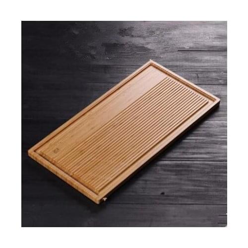 Simple bamboo tea tray, bamboo rectangular drainage tea set, tea tray