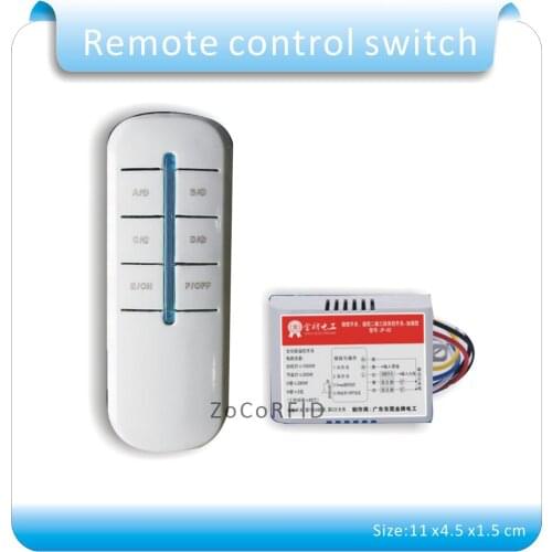 Free shipping 5 lots Lamp Remote Control Switch 220V 4 Way 5 Sections ON/OFF Smart Digital Wireless + 12V Receiver Transmitter