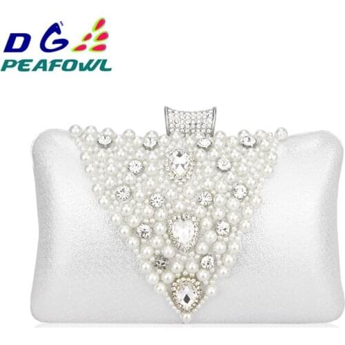 Luxury Handbags Women Bags Designer Womens Pearl Beaded Purses Handmade Wedding Wallet Beige Hasp Toiletry Evening Clutch Bags