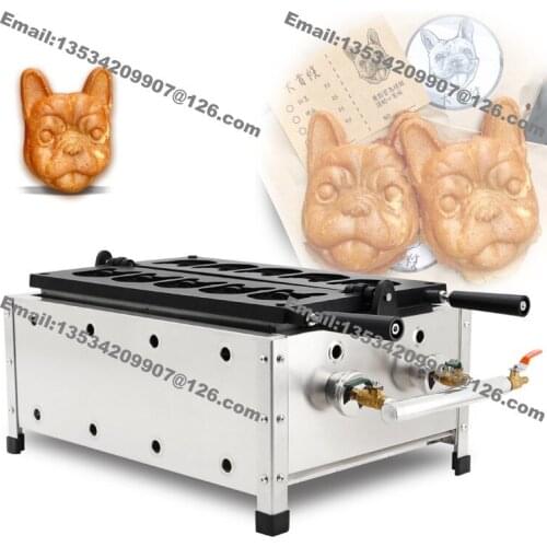 Free Shipping Heavy Duty Nonstick LPG Gas French Bulldog Head Waffle Machine Iron Maker Baker