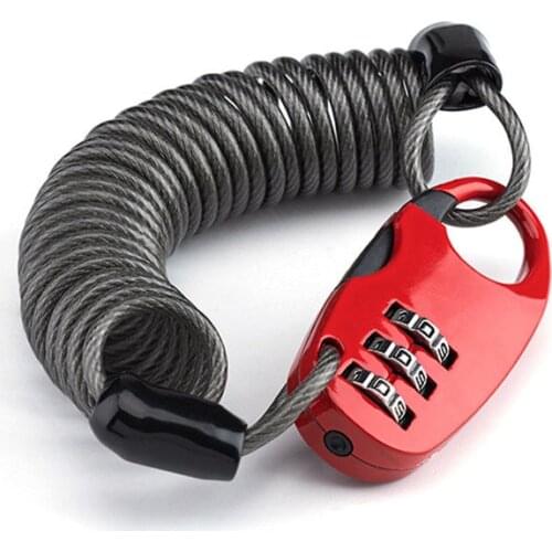 ROCKBROS 90cm Antivol Moto MTB Helmet Bike Lock Elastic Stretch 45G Ultralight Flexible PVC Password Lock Bicycle Accessories