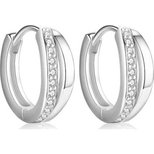 KOFSAC Simple Small Hoop Earrings For Women 925 Sterling Silver Jewelry Fashion Elegant Zircon Geometric Earring Lady Daily Wear