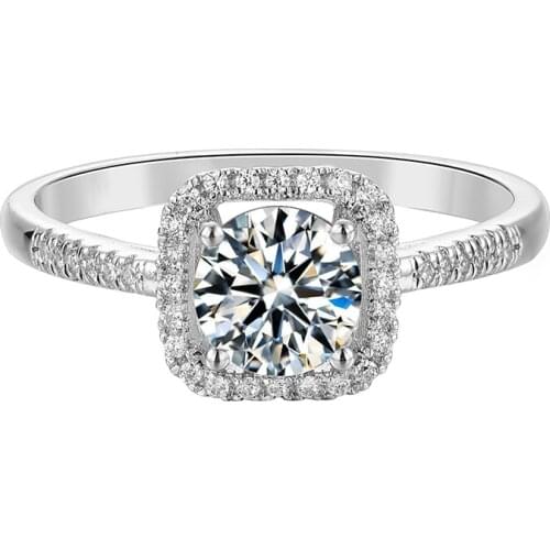 Inbeaut D Color Moissanite Stone Ring Original 925 Sterling Silver Square Pass Diamond Test Moissanites Wedding Rings for Women