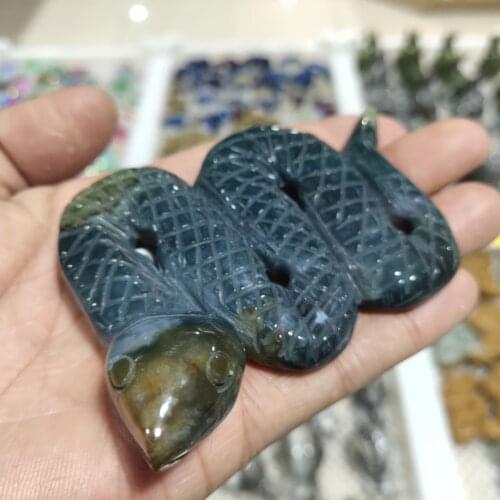 1pcsNatural Labradorite Snake Hand Carved Polished Quartz Crystal Snake animal Healing Crystal Natural Quartz Crystals