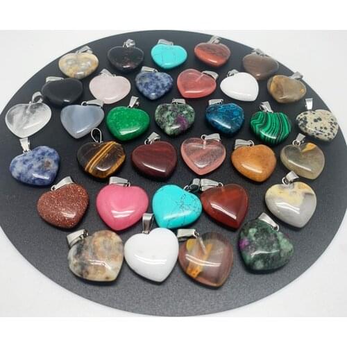 1pcs Romantic Love Heart Pendants Necklace Crystal Opal Agate Natural Stone Pendant Jewelry Accessories Necklace Wholesale