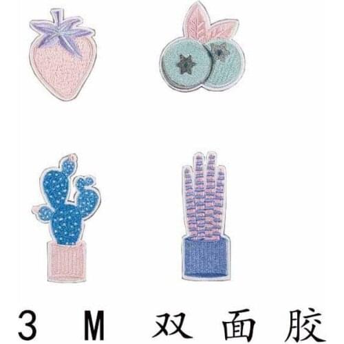 100pcs/lot Cool Embroidery Patches Sticker Cactus Strawberry Tomato Plant Leaf Clothing Decoration Backpack Diy Applique
