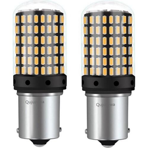 2PCS 1156 P21W BA15S CANBUS NO ERROR 144 LED Car Backup Reserve Lamp Motor Rear Brake Bulb Daytime Running Light White Red Amber