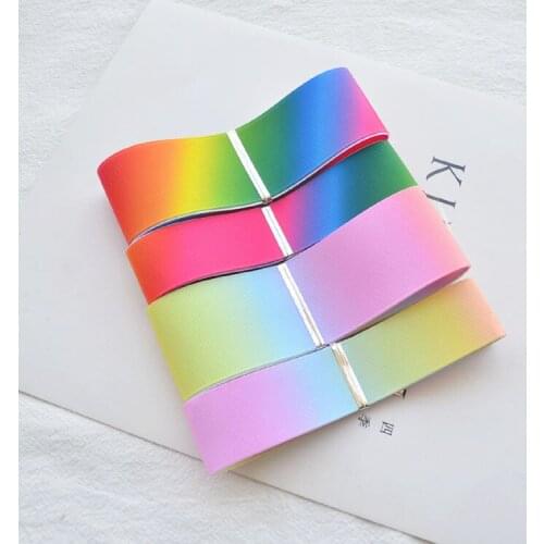 25mm/38mm (1Meter/lot) Rainbow Stripe Grosgrain Ribbon DIY Bow Crafts Gift Wrapping Materials Handmade Hair Accessories Material