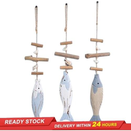 3PCS new product wooden drifting shell fish pendant decoration fishing net background decoration pendant home decoration