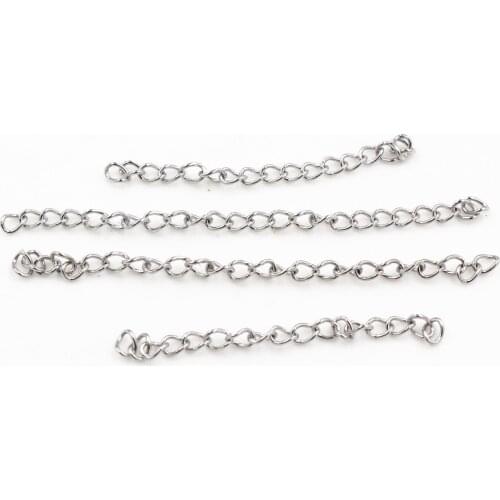 4x3mm 50pcs/Lot 5 7cm Stainless steel Bulk Necklace Extension Chain Tail Extender Bracelet Chains For Jewelry Making Findings