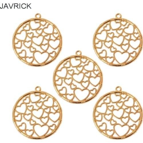 5Pcs Round Heart Pendant Metal Frames Blank Bezel Setting UV Resin Jewelry DIY