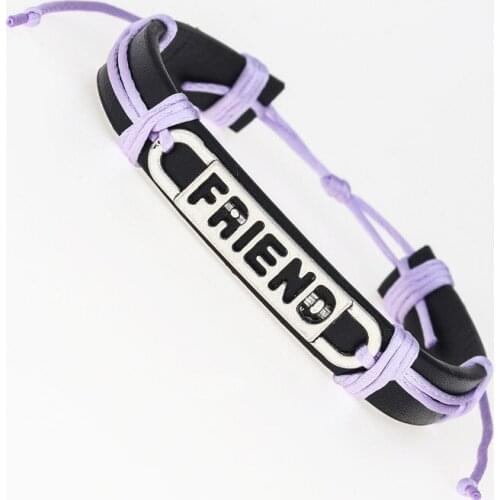 Hollow Friend Charm Male Leather Women friendship Bracelets gift for bestfriends Adjustable Length Female Jewelry