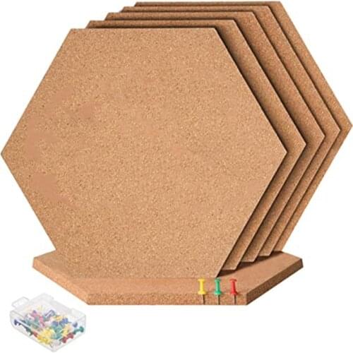 AU42 -6Pcs Hexagon Cork Board Tiles Self Adhesive Thick Corkboards for Wall Memo Boards Pin Board Decorative Bulletin Board