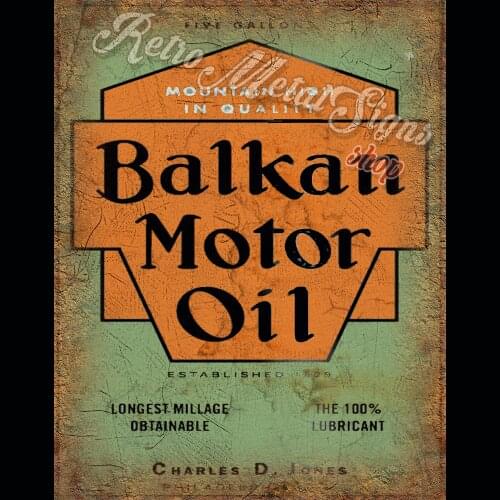 BALKAN MOTOR OIL VINTAGE GARAGE WORKSHOP METAL RETRO TIN SIGN PLAQUE