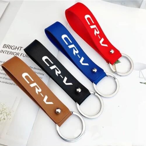 Car key bag anti-lost rope Waist buckle pendant key chain Leather keychain for honda crv 2017 2020 2018 2007 2016 accessories