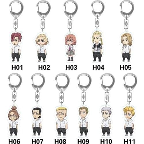 2021 Anime Tokyo Revengers Keychain Fashion Cute Figure Manjiro Ken Chifuyu Takashi Kazutora Keisuke Acrylic Key Chain for Teens
