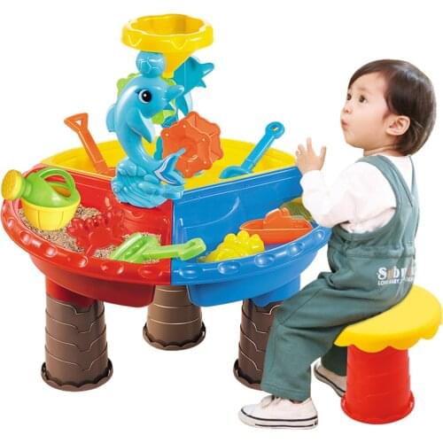 Children Beach Toy Table Sand Play Toys Set Water Sand Dredging Tool Outdoor Summer Beach Sandbox Table Play Sand Toys
