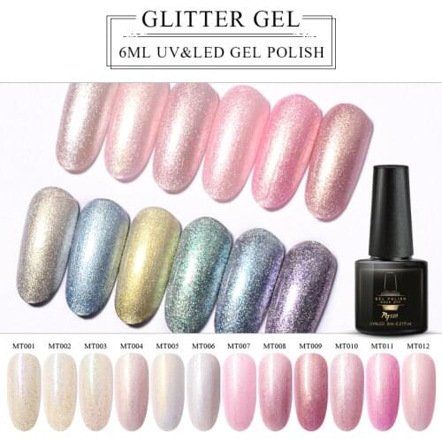 Nail Gel Polish Glitter Semi Permanent Vernis Top Coat Soak Off UV Nail Gel Shine Shimmer Manicure Soak Off Nail Art Varnish