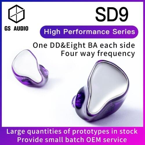GS AUDIO SD9 8BA+1DD Hybrid Driver HiFi In-Ear Earphones with 0.78 2pin Detachable Cable IEMs for Audiophiles Musician OEM ODM