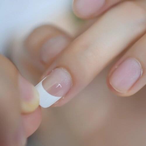 Half Cover French Acrylic False Nail Tips Square Medium Pure White Pointed Easy DIY Nail Art Manicure Products 24Pcs N212