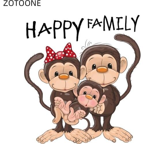 ZOTOONE Cartoon Monkey Family Patch for Clothes T-shirt Iron on Heat Transfers Stickers for Kids Adult DIY Patches Appliques O