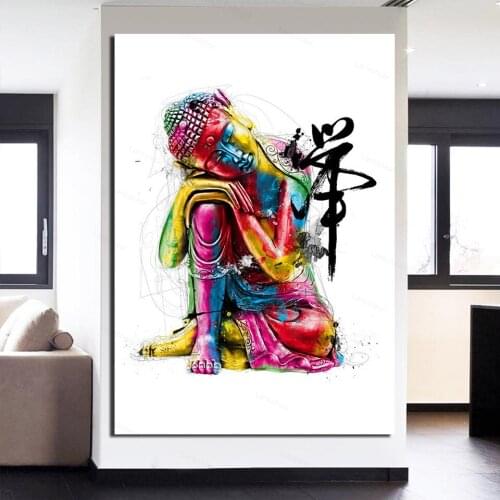 Wall Art Canvas Painting Poster Colorful Buddha Chan Meditation for Living Room Home Decor Modern Hd Printed Pictures Frameless